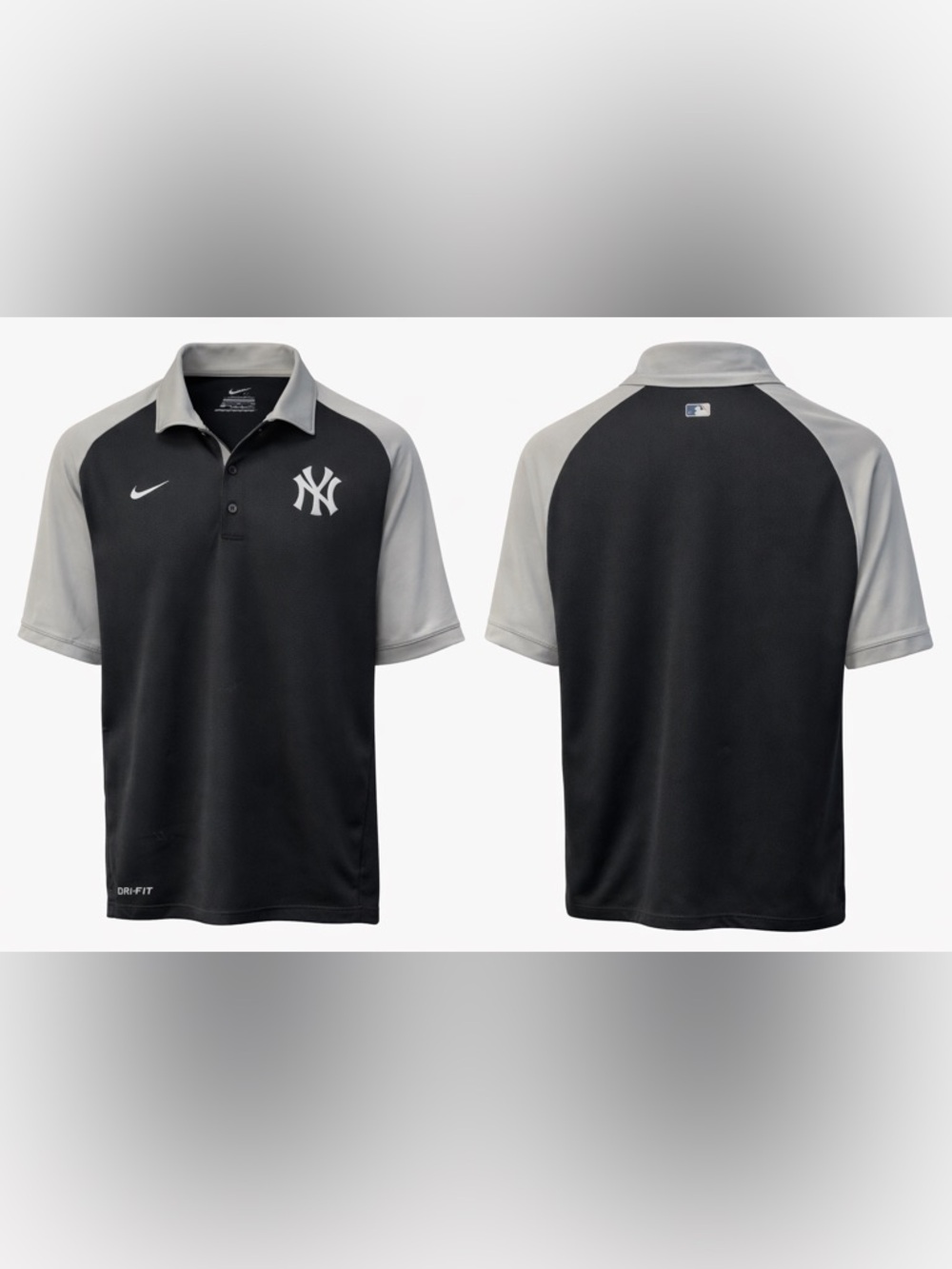 Nike Dri-FIT New York Yankees Polo Shirt Mens Medium Black Gray MLB Baseball